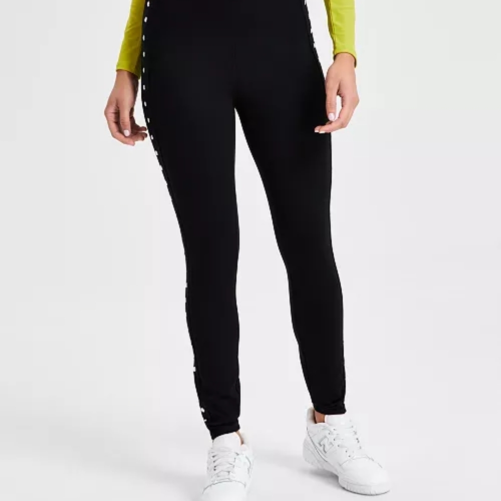 Black High-Waisted Pants with Side Studs - Picture 2 of 6